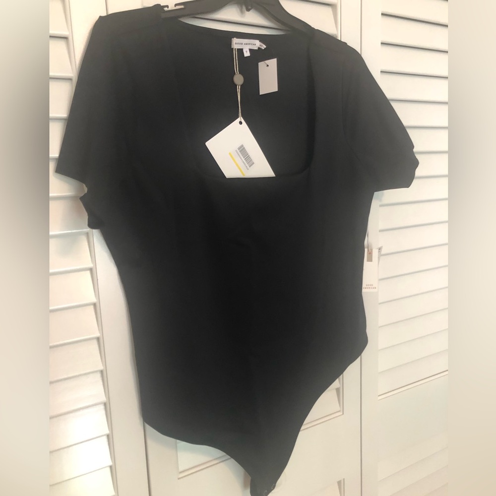 Good American Black Square Neck Bodysuit